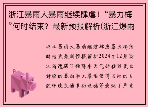 浙江暴雨大暴雨继续肆虐！“暴力梅”何时结束？最新预报解析(浙江爆雨)